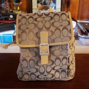 Euc Coach Backpack light brown with dark brown c's